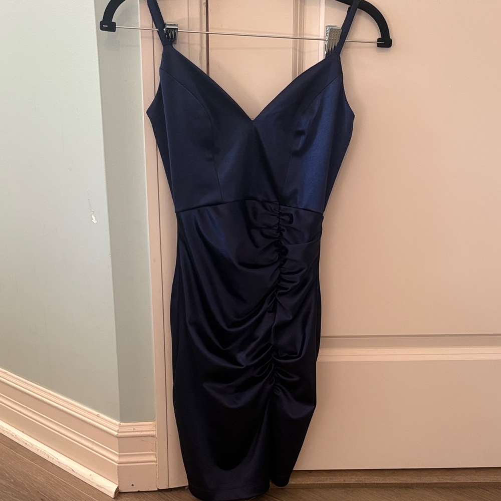 Short navy satin dress size xs (Emerald Sundae brand from Dry Goods)